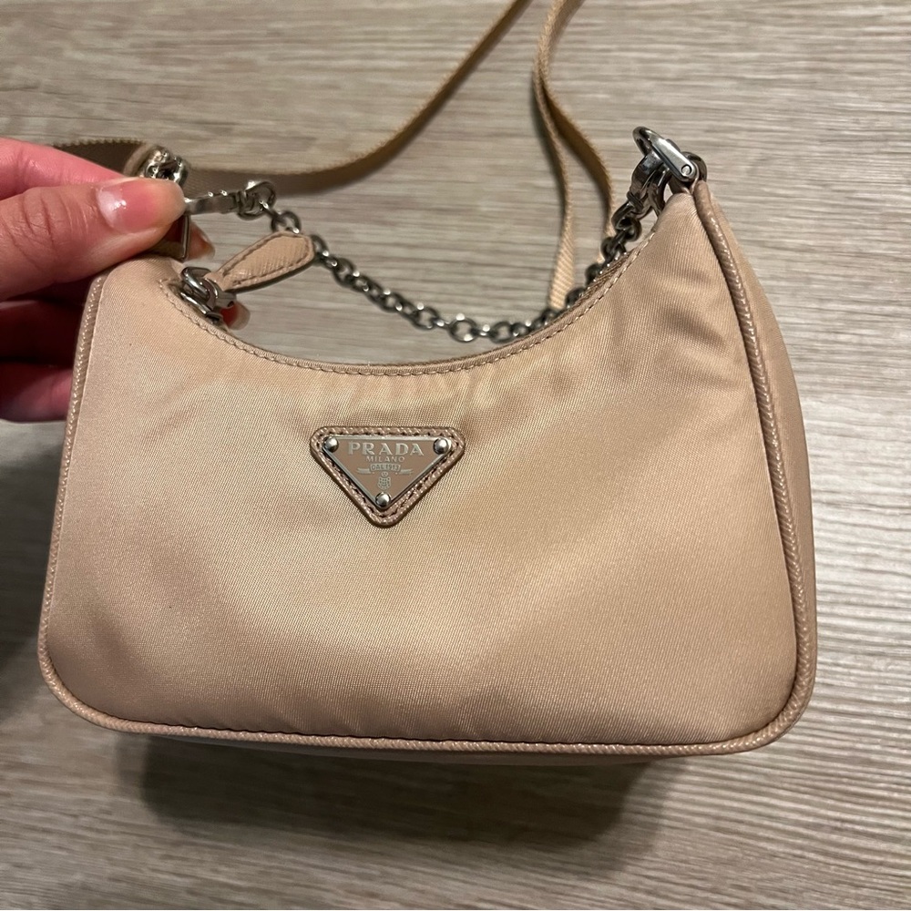 Prada Beige Tan Re-edition 2005 Nylon Mini Bag with Crossbody - Picture 6 of 9